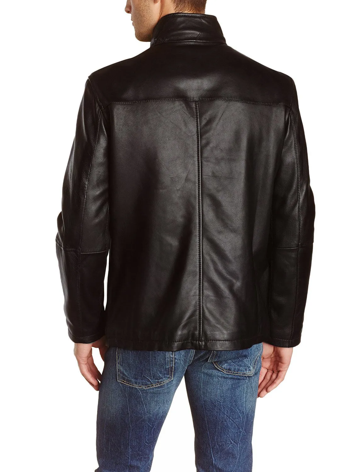 Leather Jackets Hub Mens Genuine Lambskin Leather Jacket (Black, Classic Jacket) - 1501135