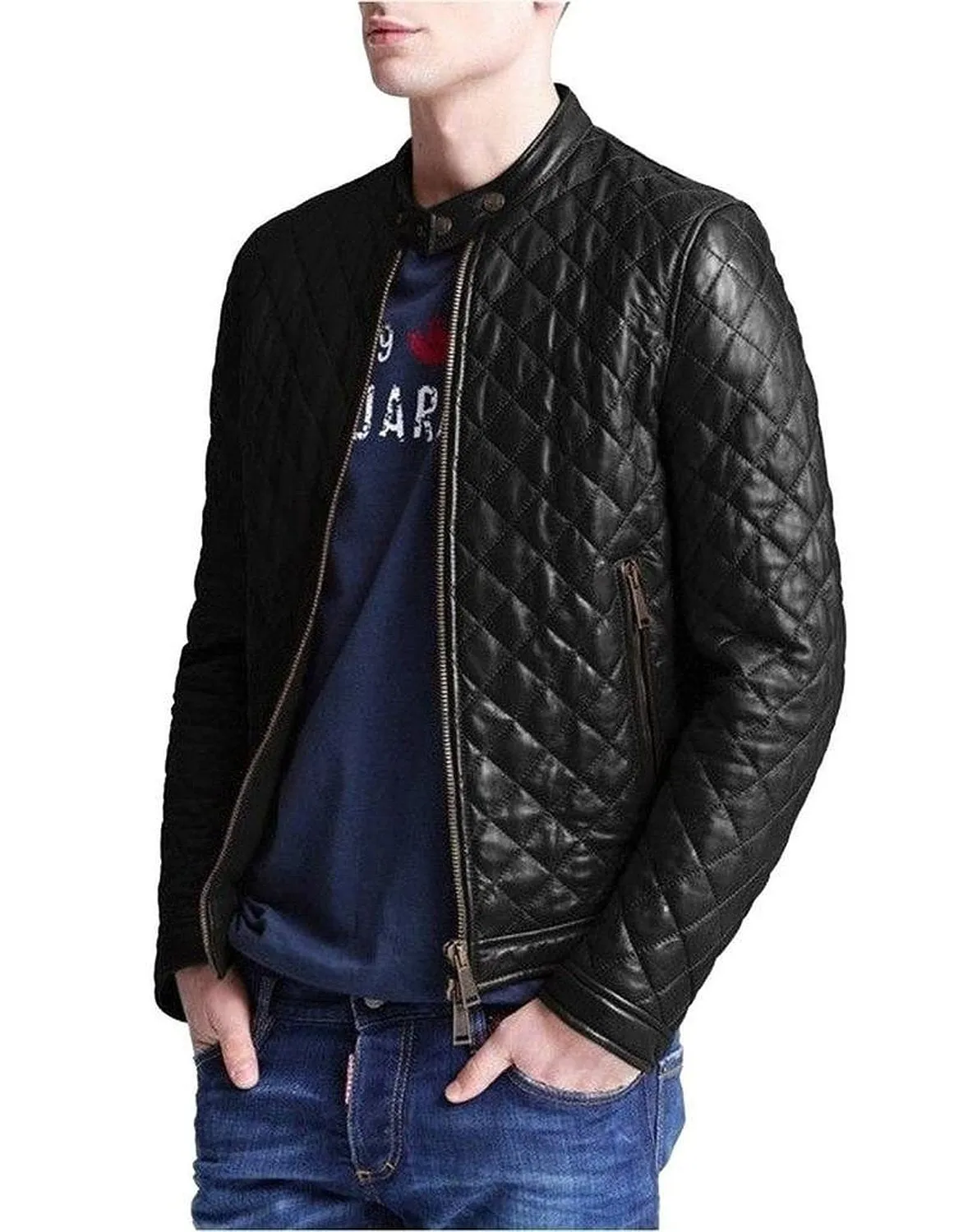 Leather Jackets Hub Mens Genuine Lambskin Leather Jacket (Black, Fencing Jacket) - 1501324