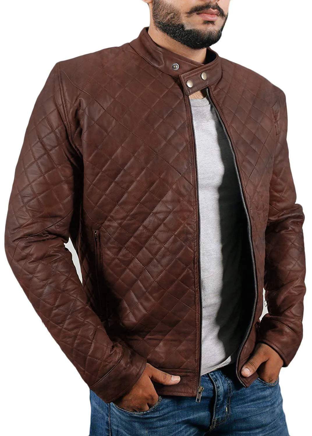 Leather Jackets Hub Mens Genuine Lambskin Leather Jacket (Black, Fencing Jacket) - 1501324