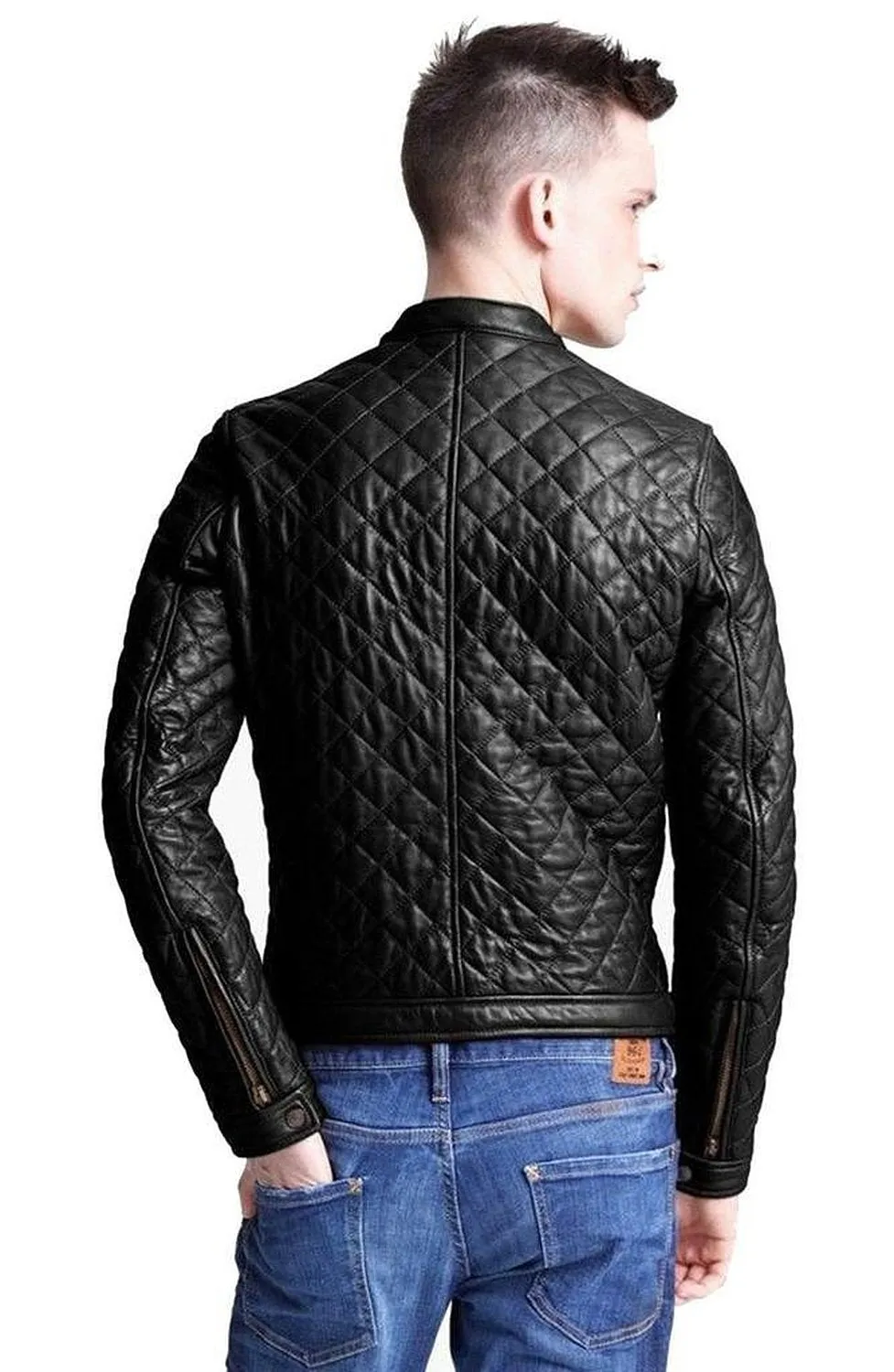 Leather Jackets Hub Mens Genuine Lambskin Leather Jacket (Black, Fencing Jacket) - 1501324