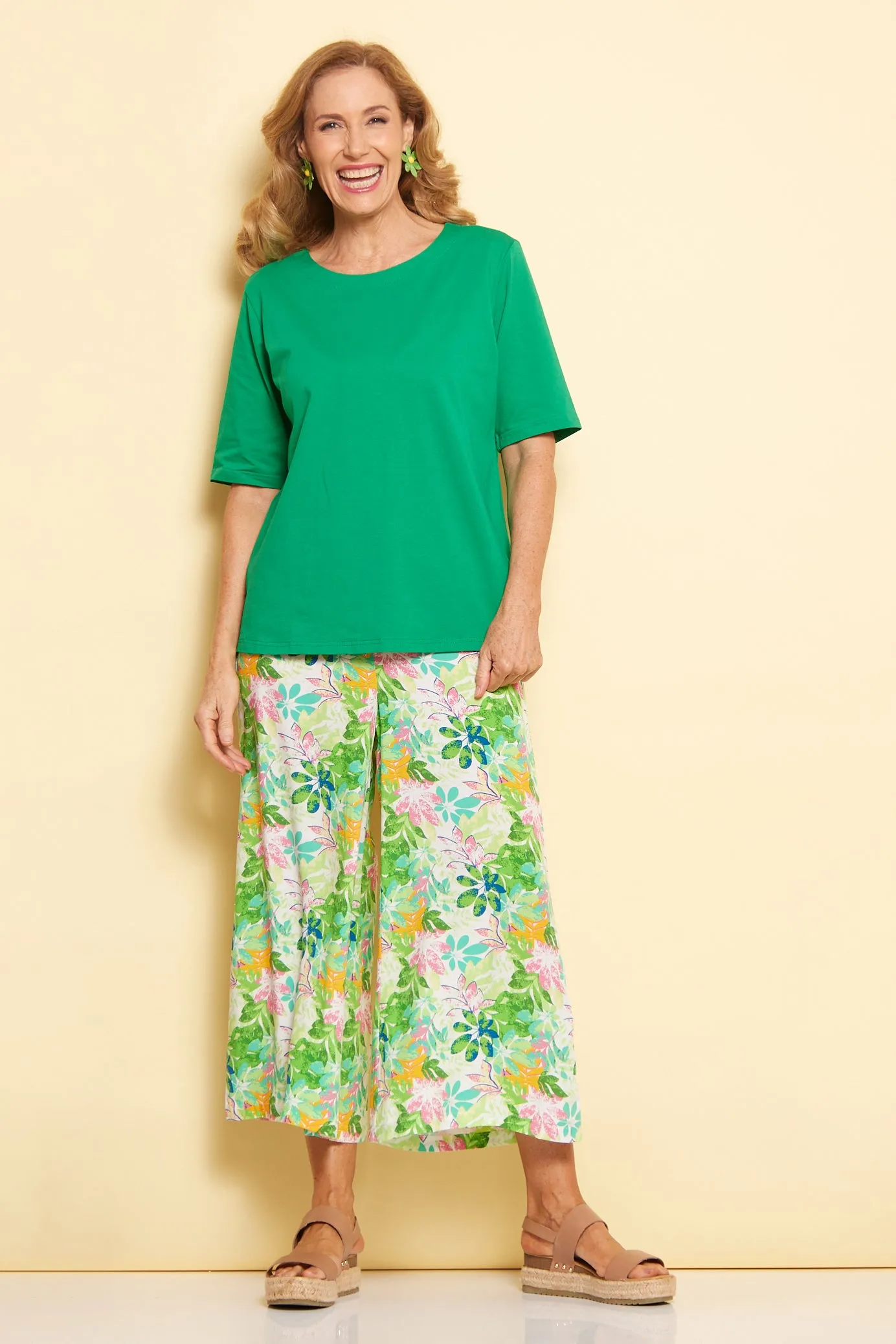 Leaves of Love Print Pants - Green Tree Floral