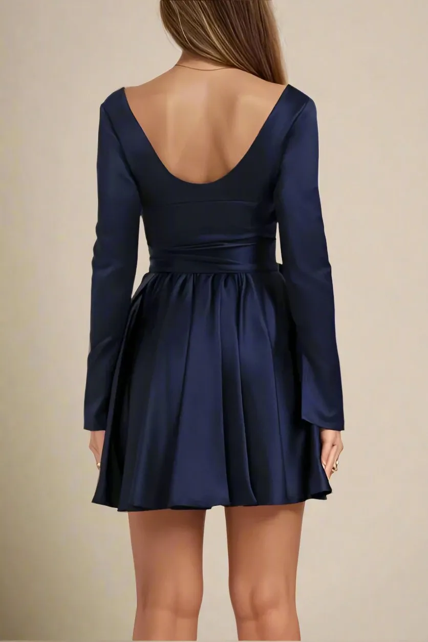 Lily Long Sleeve Bodycon Mini Dress - Navy Blue