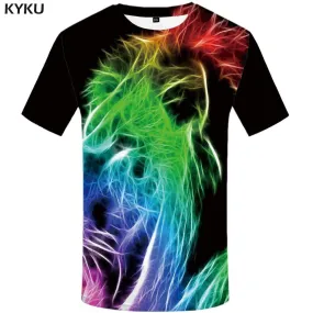 Lion T-shirts Men Galaxy Space Tshirts Print Graffiti Tshirt Anime Animal T shirts Funny War T-shirt 3d Mens Fashion Graphic