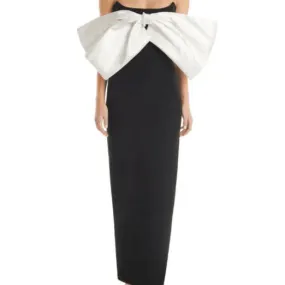 Lizandra Strapless Big Bow Embellished Side Slit Maxi Dress