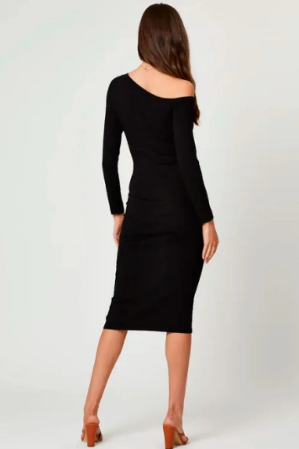 Long Sleeve Press Button Midi Bodycon