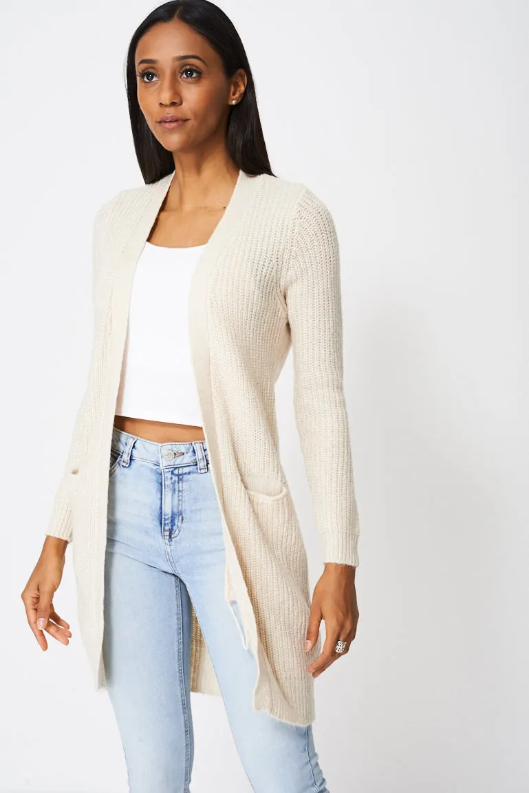 Longline Cardigan In Cream