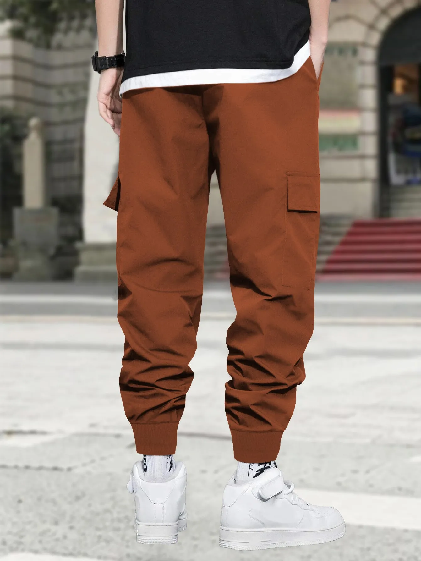 Men Marshmallow Printed Brown Cargo Pant