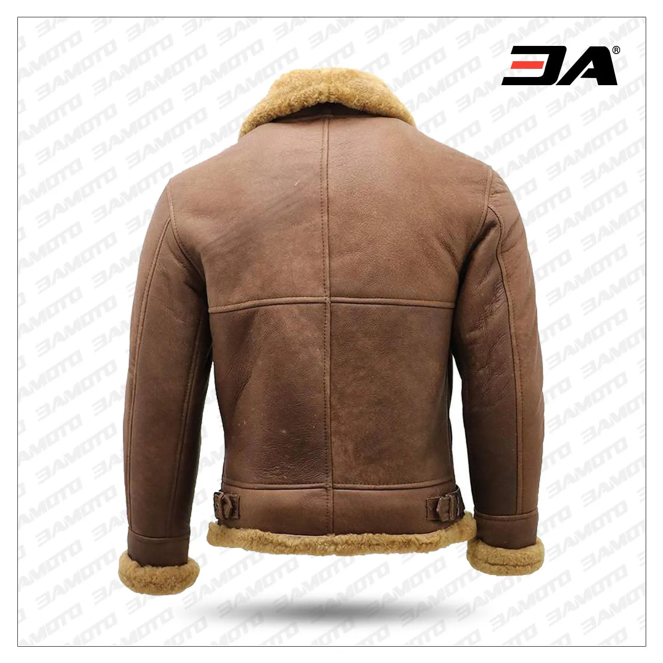 Men's Brown B3 Shearling Sheepskin WW2 Bomber Leather Flying Aviator Jacket