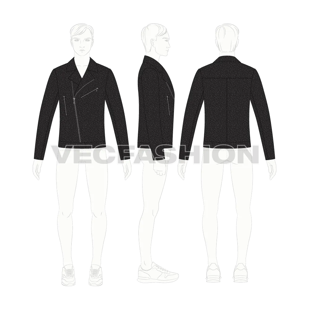 Mens Classic Biker Jacket Vector Template