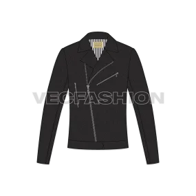 Mens Classic Biker Jacket Vector Template