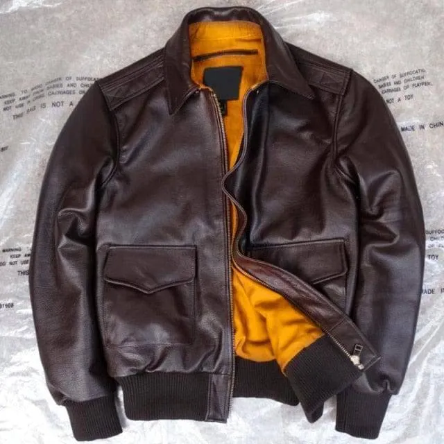 Men's Genuine Leather Air Force Jacket - Military Style Coat