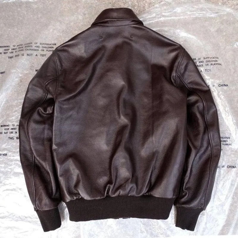 Men's Genuine Leather Air Force Jacket - Military Style Coat