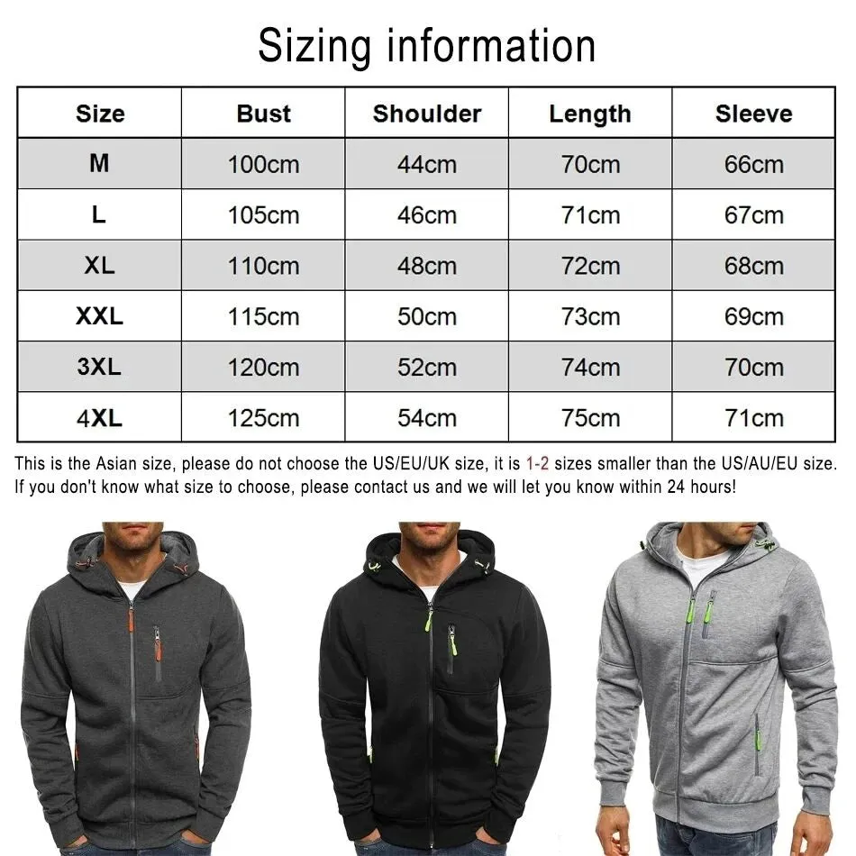 Men's hooded zipper jacket with pockets, custom logo image text, casual sports streetwear, men's cardigan wool sweater, fashion