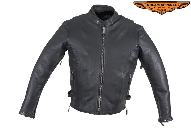 Mens Leather Motorcycle Jacket With Air Vents