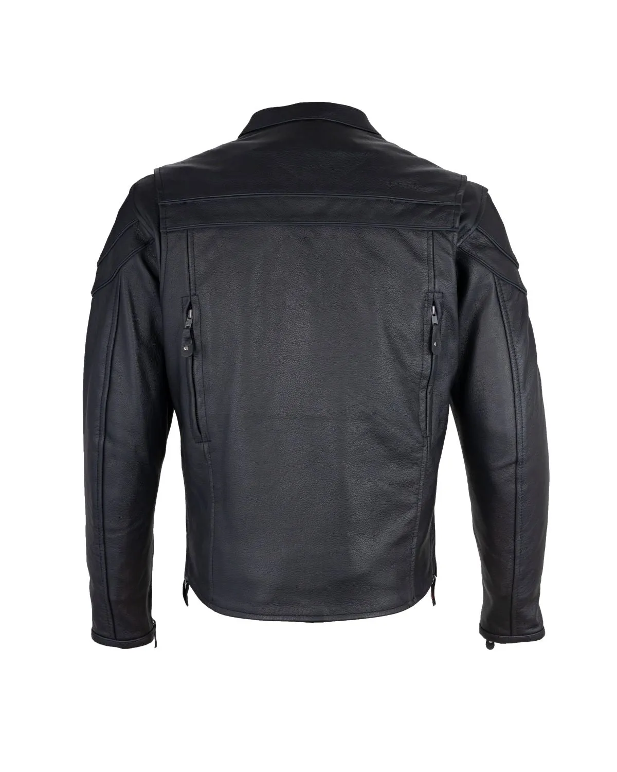 Mens Leather Motorcycle Racer Jacket Premium Cowhide Leather Zipper Front