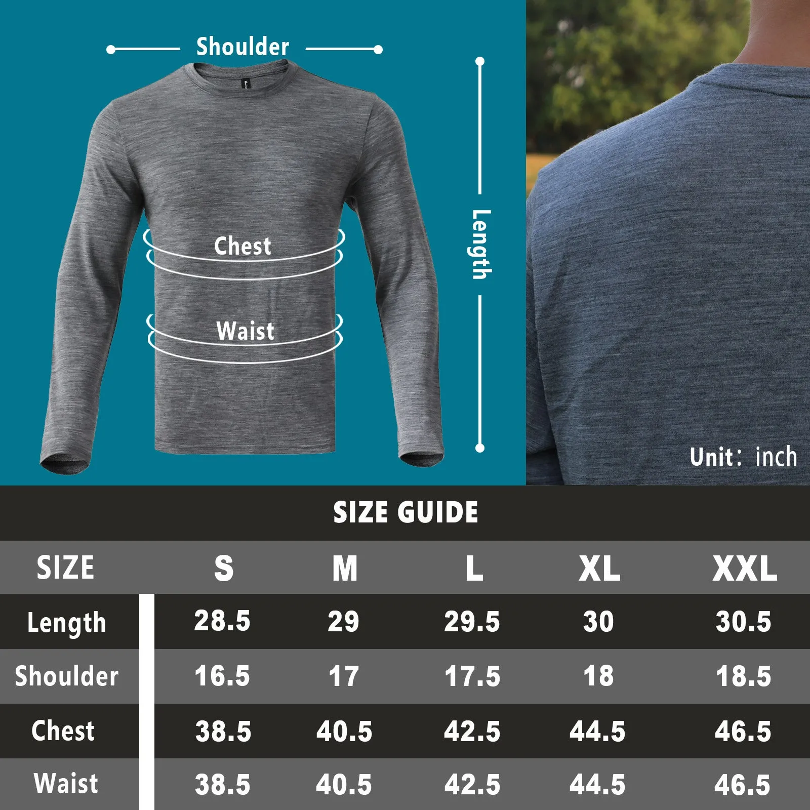 Men's Merino 160g Base Layer Top Mid Gray