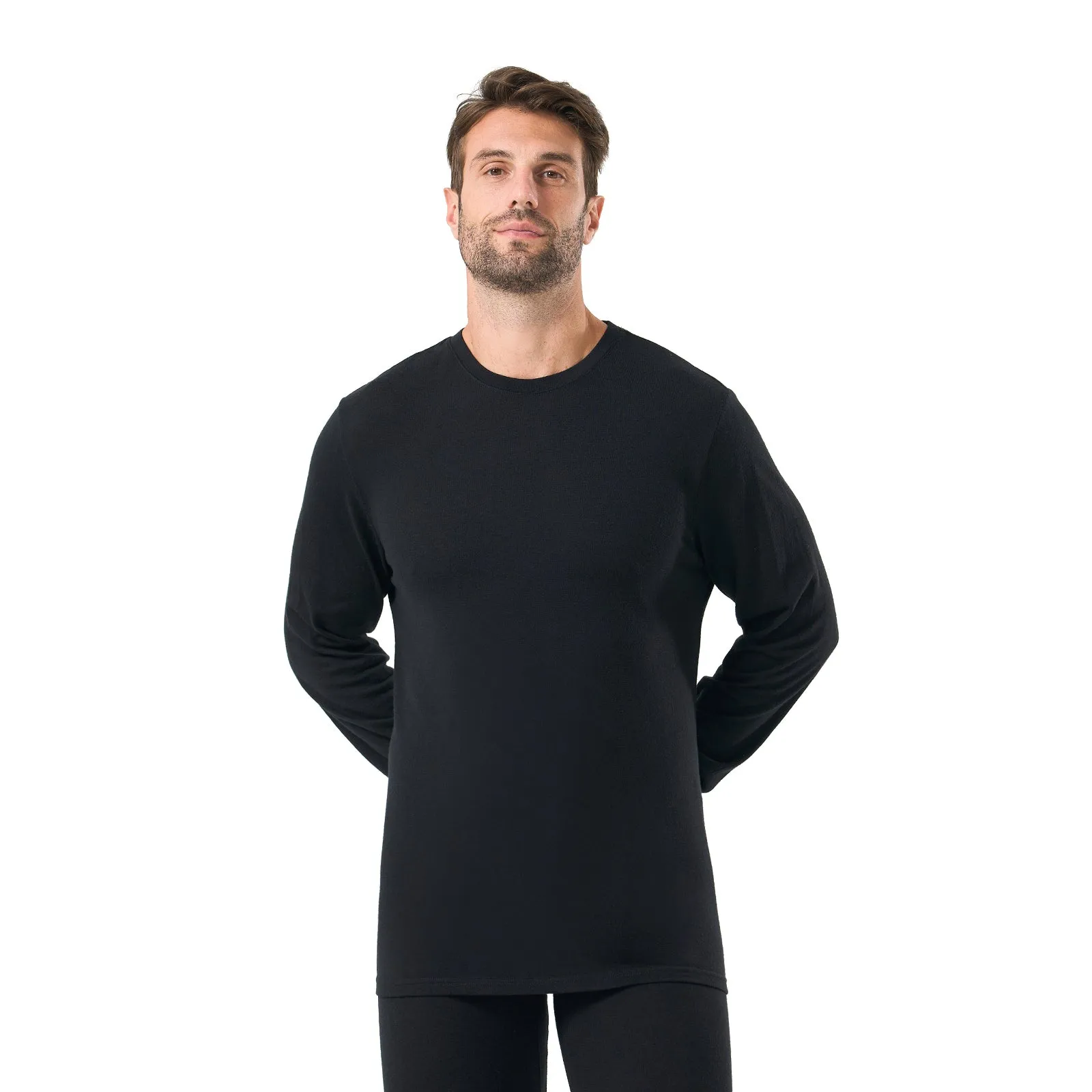 Men's Merino 200g Long Sleeve Crew Thermal Top Black