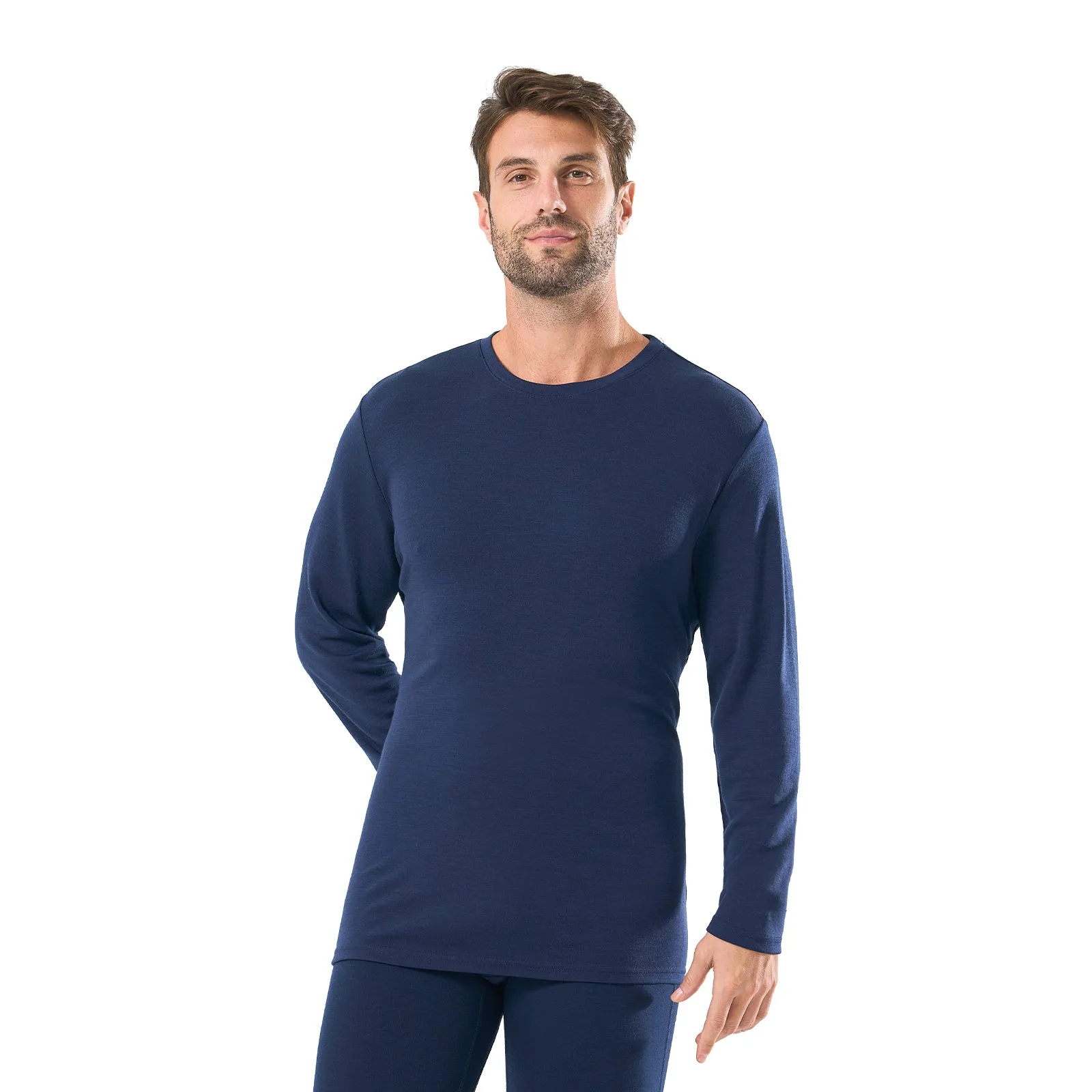 Men's Merino 250g Long Sleeve Crew Thermal Top Navy