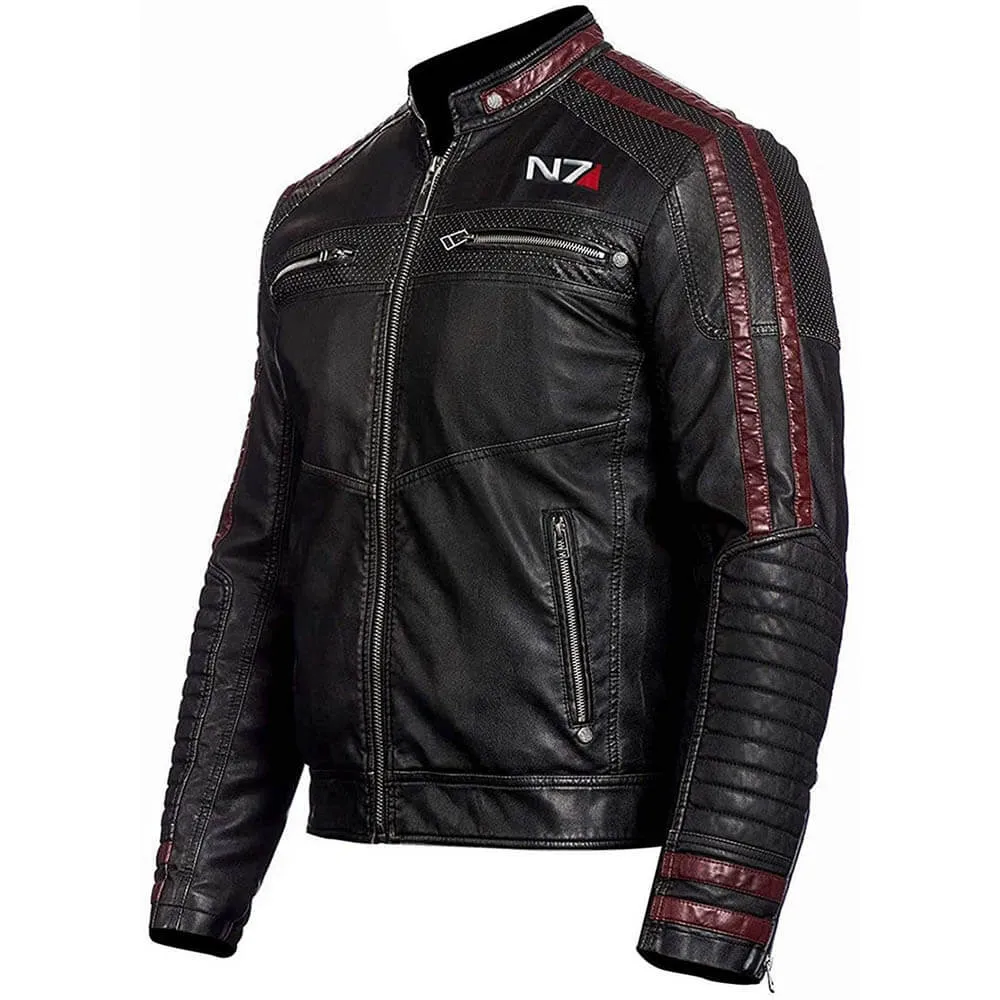 Mens N7 Mass Effect 3 Biker Leather Jacket