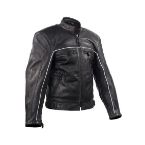 Men's Racer Jacket with Reflective Piping, MJ780-BLK-09-DL