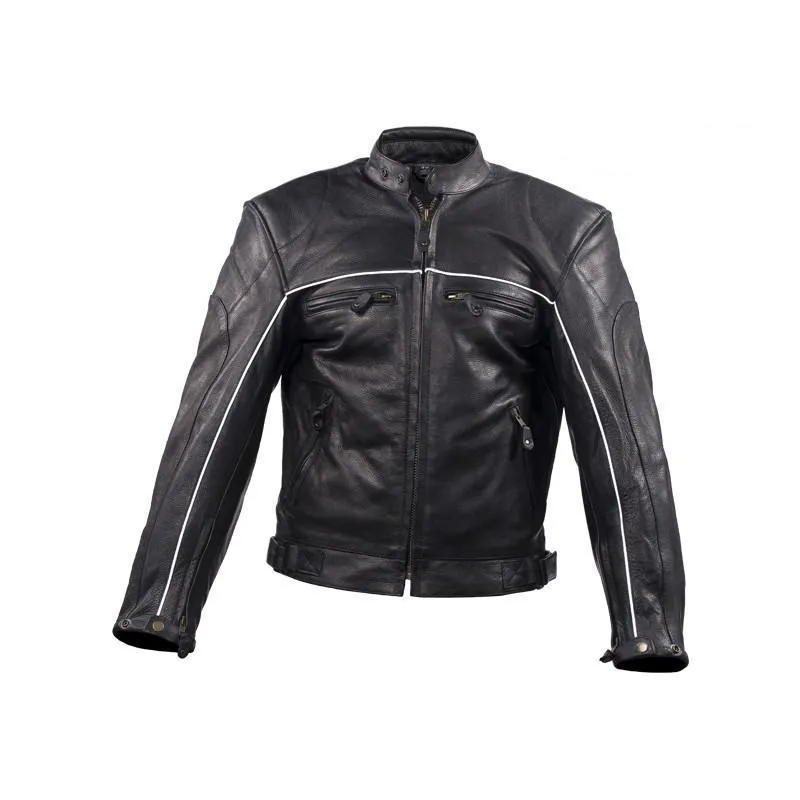 Men's Racer Jacket with Reflective Piping, MJ780-BLK-09-DL