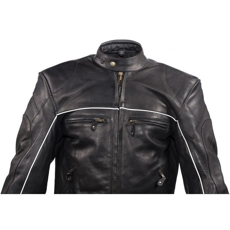 Men's Racer Jacket with Reflective Piping, MJ780-BLK-09-DL