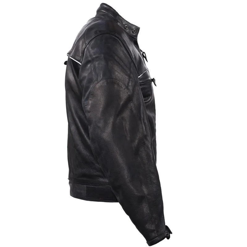 Men's Racer Jacket with Reflective Piping, MJ780-BLK-09-DL