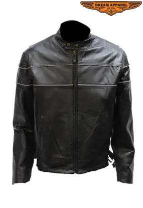 Mens Racing Motorcycle Jacket With Reflective Trim