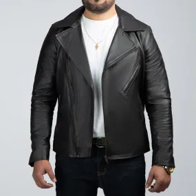 Mild Grain Black Leather Biker Jacket