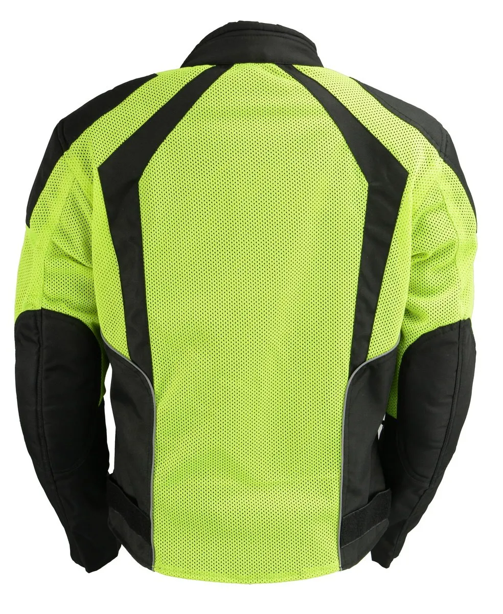 Milwaukee Leather MPL2793 High Vis Green with Black Armored Textile Motorcycle Jacket for Women - All Season Mesh Jacket