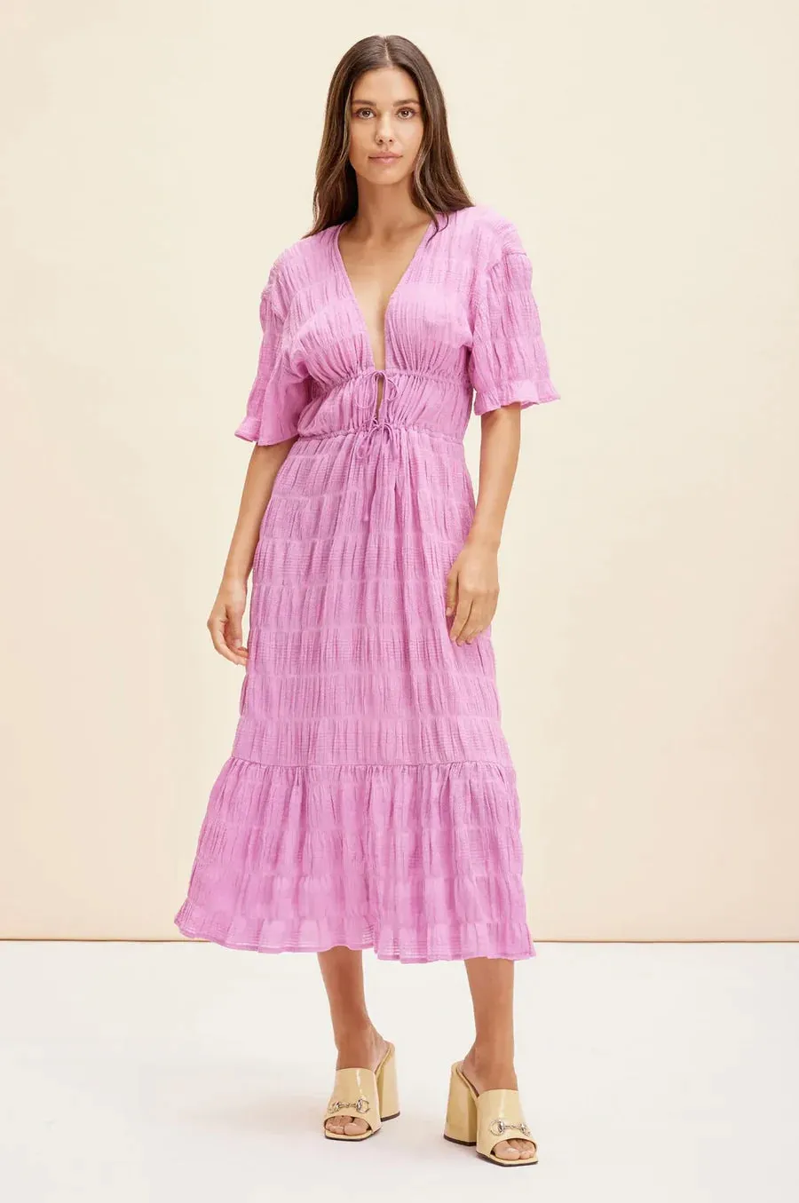 Mirella V Neck Midi Dress - Orchid