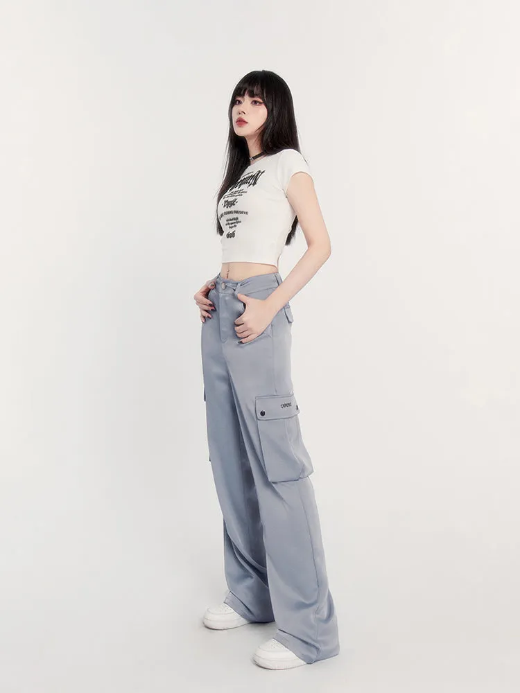 Mist Silky High Waist Cargo Pants