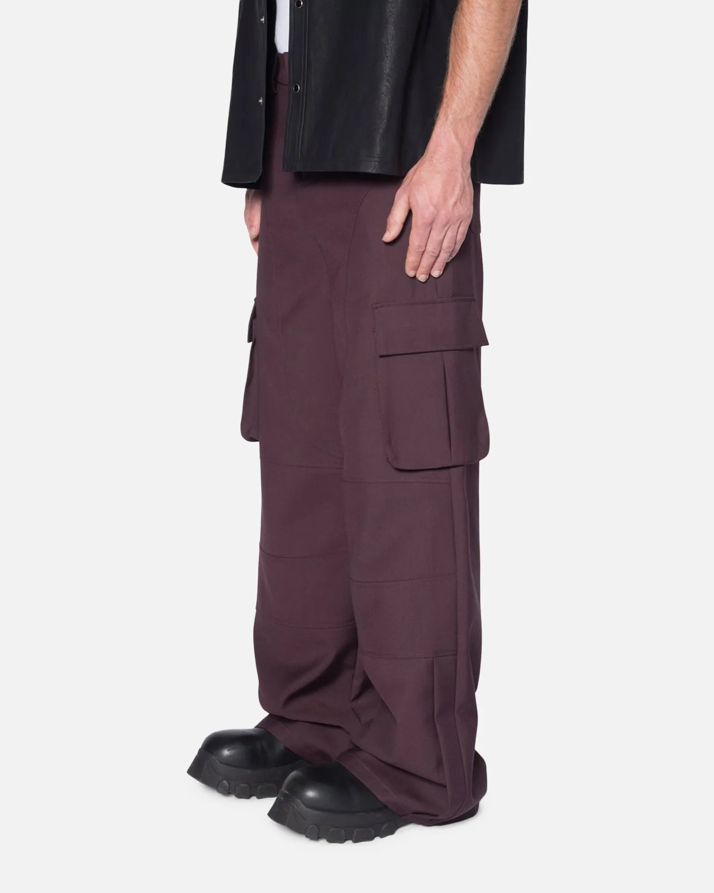 MNML Baggy Cargo Trouser Pants Burgundy