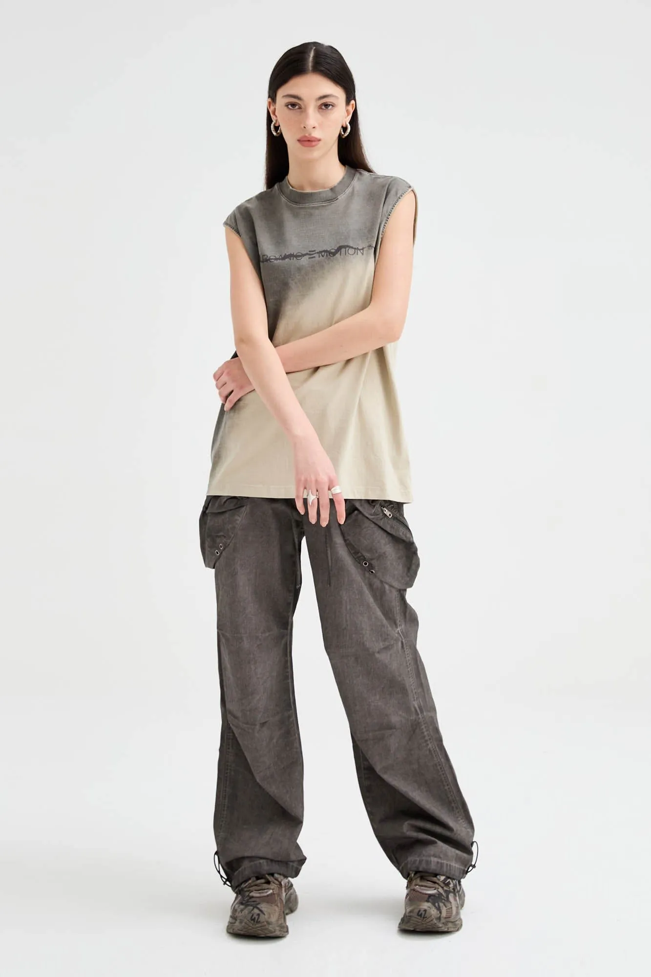 Multi-Pocket Crinkled Drawstring Cargo Pants