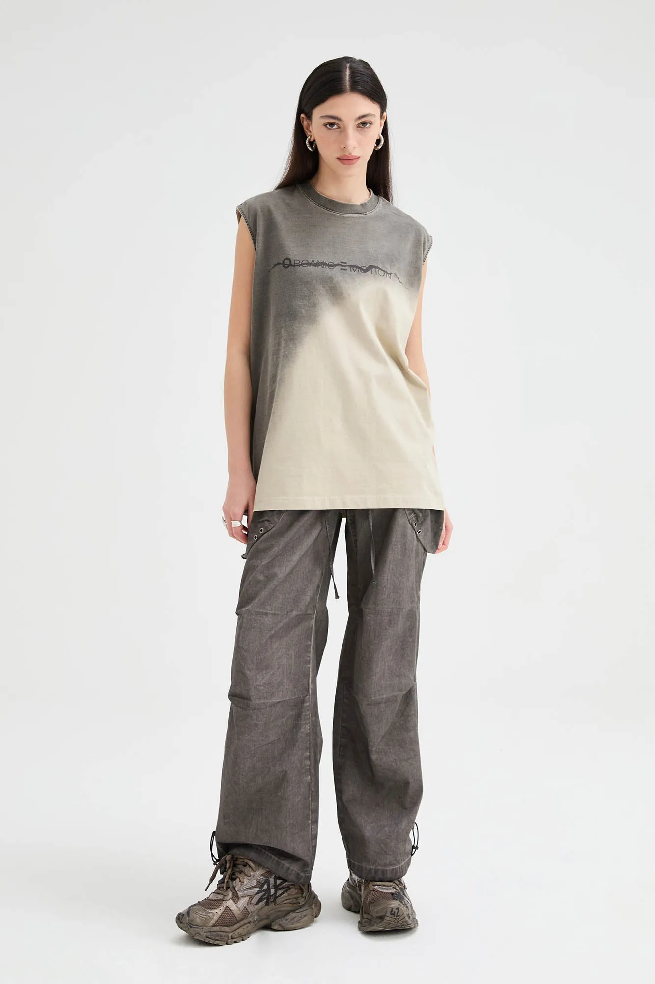 Multi-Pocket Crinkled Drawstring Cargo Pants