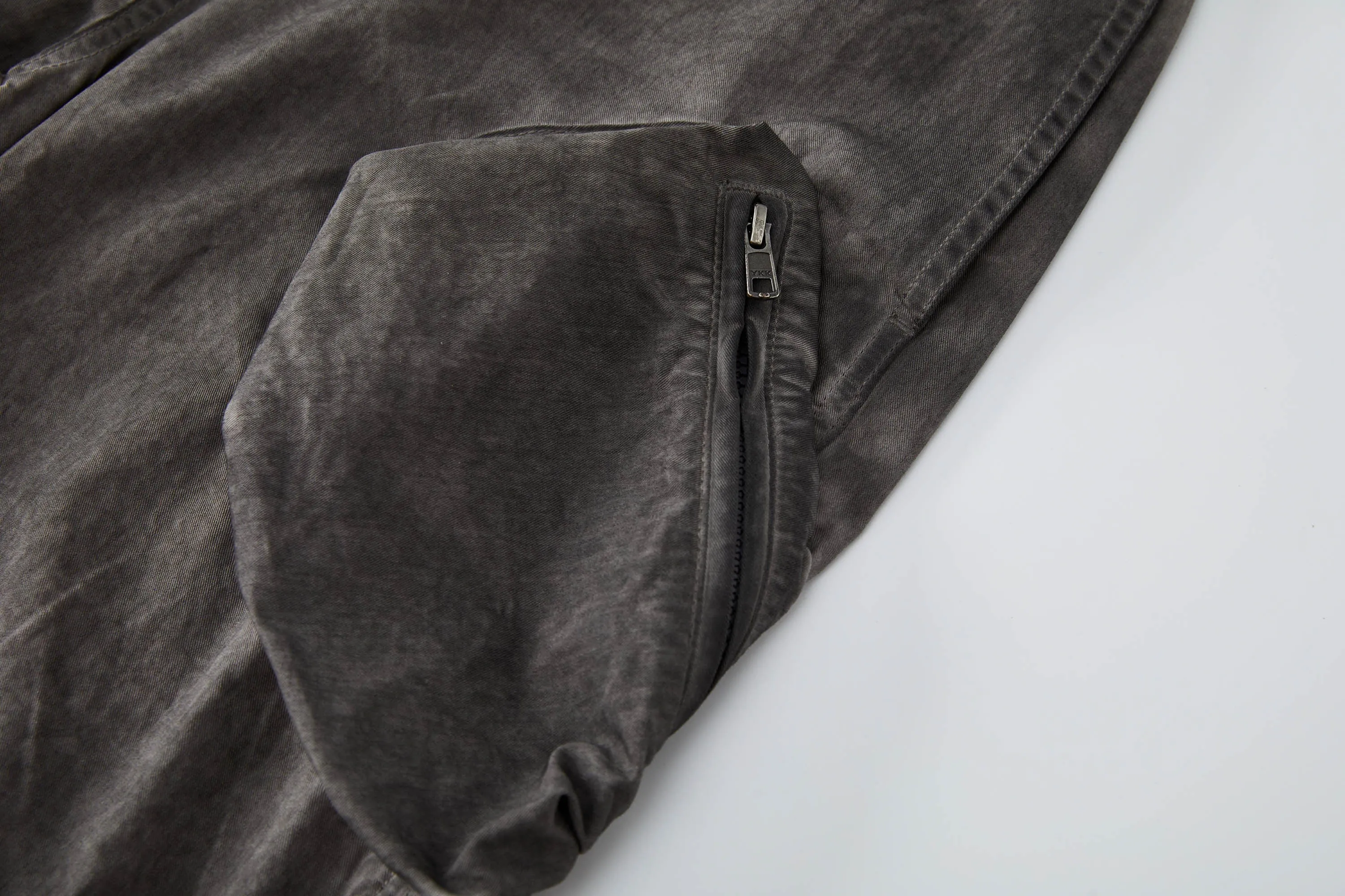 Multi-Pocket Crinkled Drawstring Cargo Pants