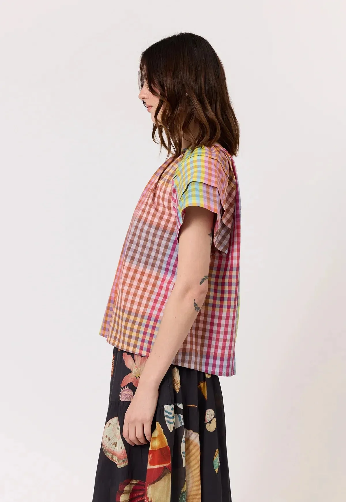 Nancybird Micci Top in Sunrise Check