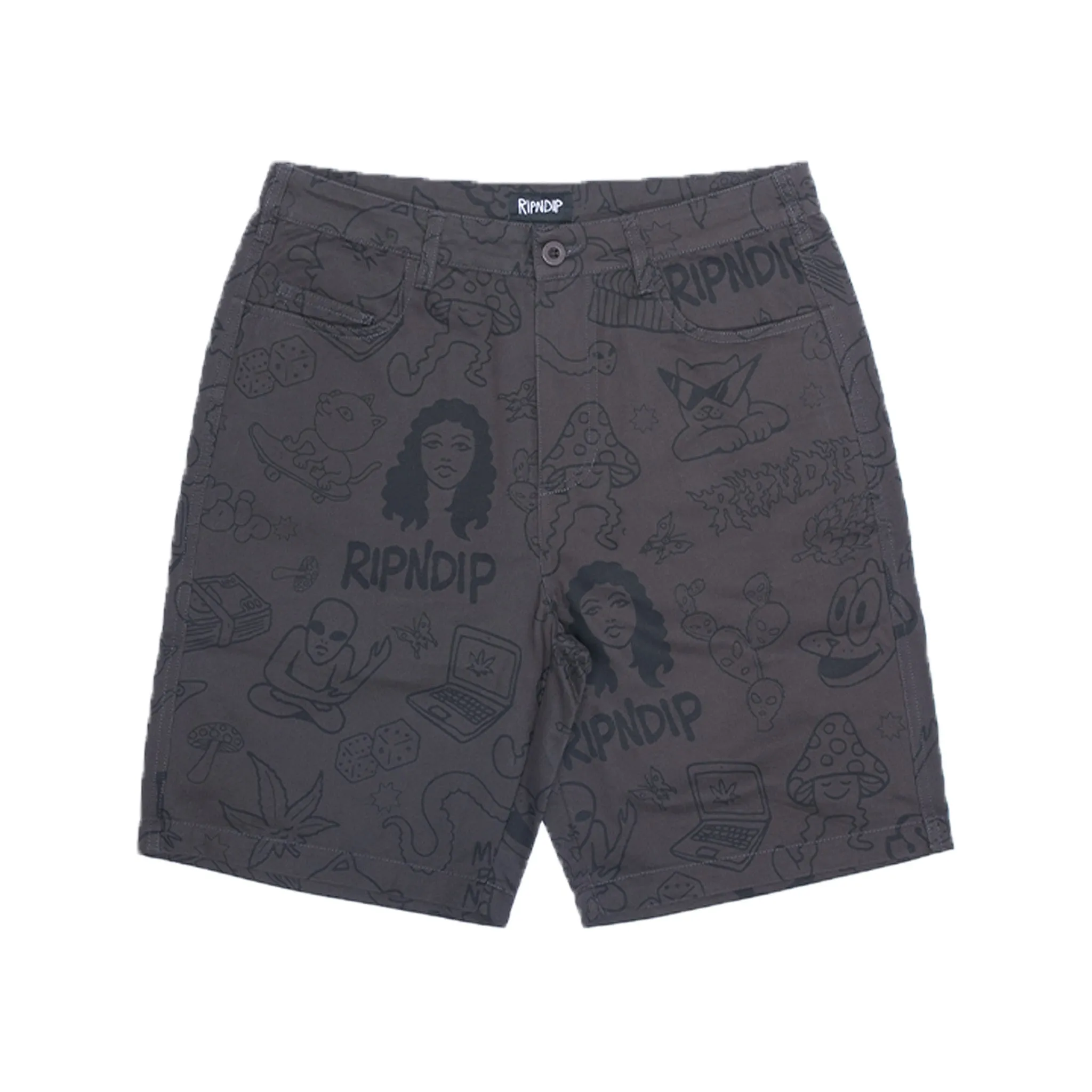 Nerm Doodle Twill Shorts (Chocolate)