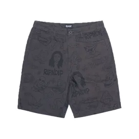 Nerm Doodle Twill Shorts (Chocolate)