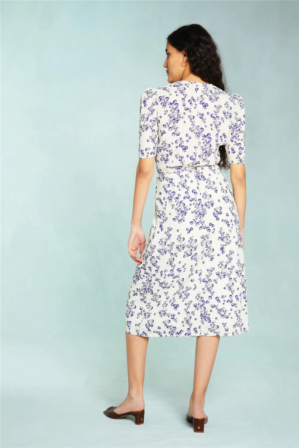 Nonothing |Women's v neck wrap midi dress in floral print ( 4 colors )