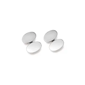 Oval Double Ended Cufflinks Silver