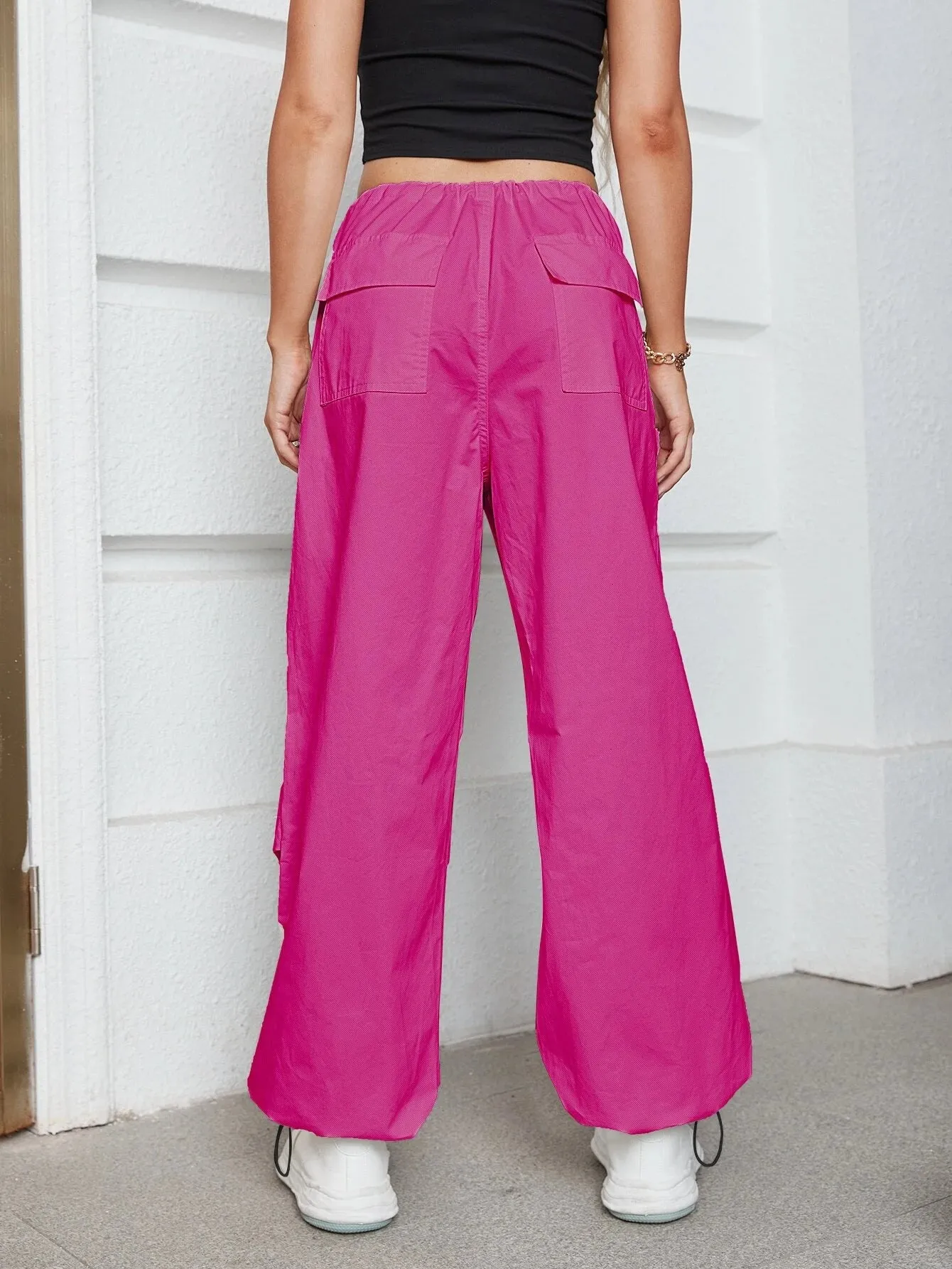 Oversized Drawstring Cargo Parachute Pant