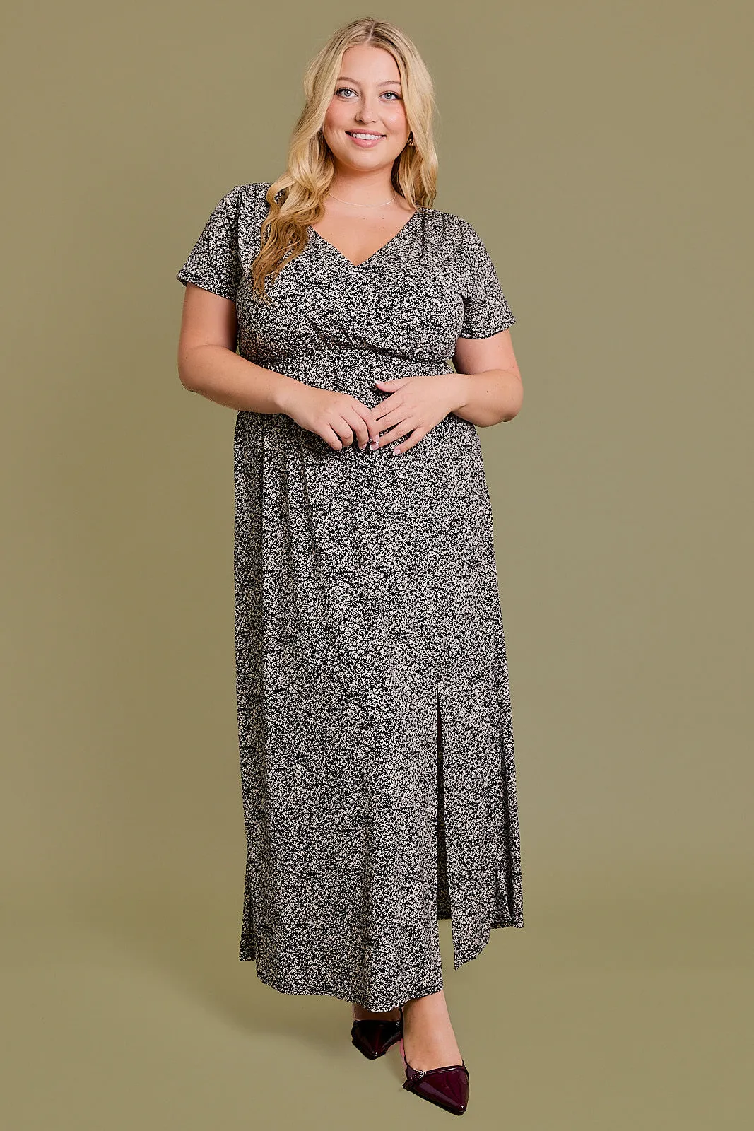 Plus Size Dusty Wrap Side Slit  Maxi Dress