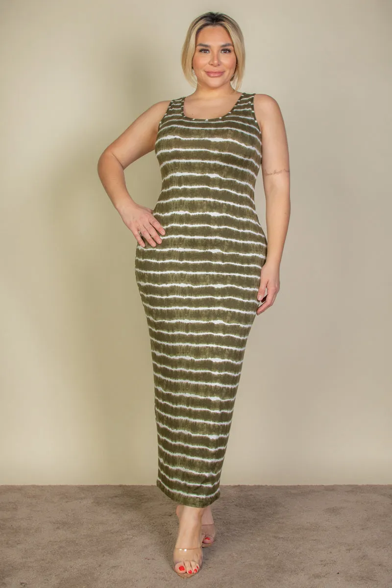 Plus Size Tie Dye Printed Tank Bodycon Maxi Dress (CAPELLA)