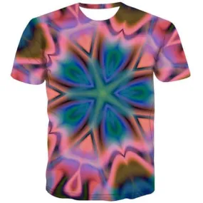 Psychedelic T-shirt Men Flower Tshirts Novelty Colorful T-shirts 3d Funny Tshirt Printed Dizziness Tshirts Casual Short Sleeve