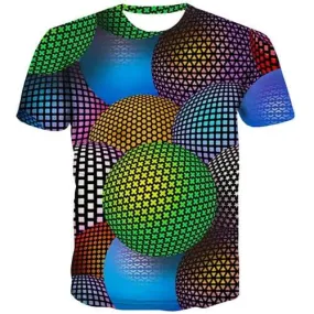 Psychedelic T-shirt Men Geometric Tshirts Novelty Punk T-shirts 3d Gothic Tshirts Cool Short Sleeve Fashion Mens S-5XL O-neck