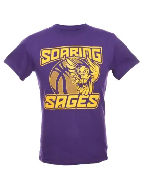 Purple Gildan Soaring Sages Printed T-shirt - S