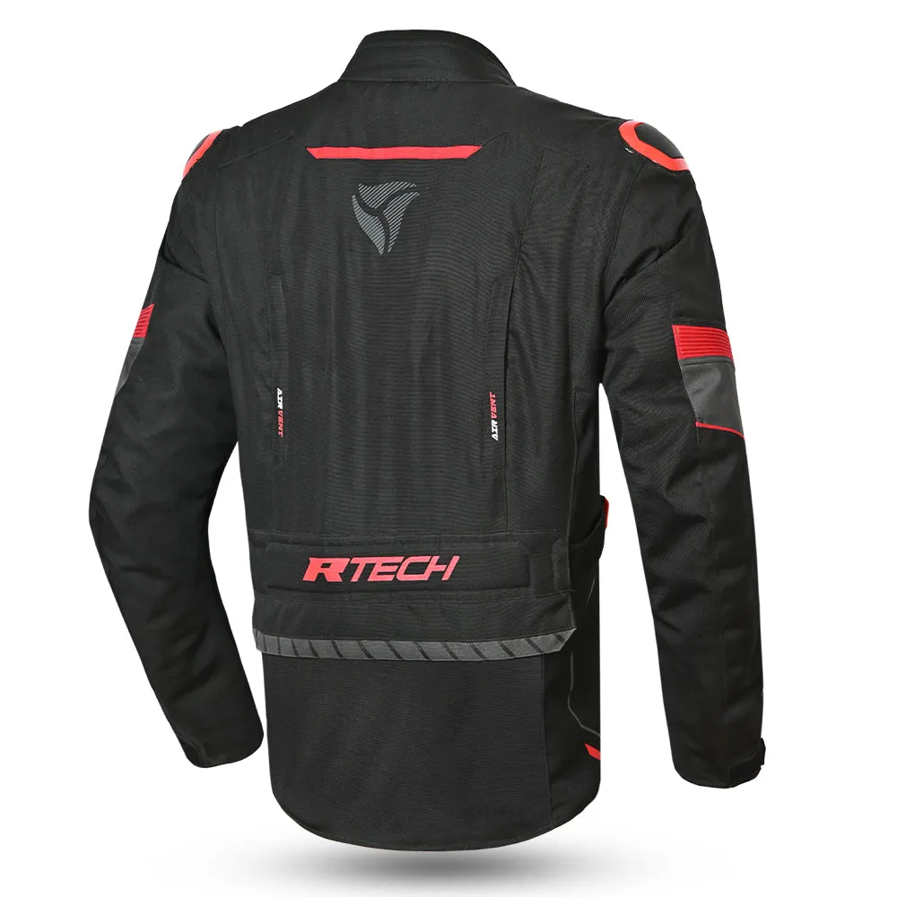 R-Tech Knight Rider Long - Motorcycle Touring Jacket - Black Dark Grey Red