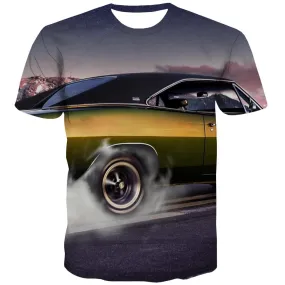 Racing Car T shirts Men Metal Tshirt Printed City Tshirts Cool Gray Tshirt Anime Retro T-shirts Graphic