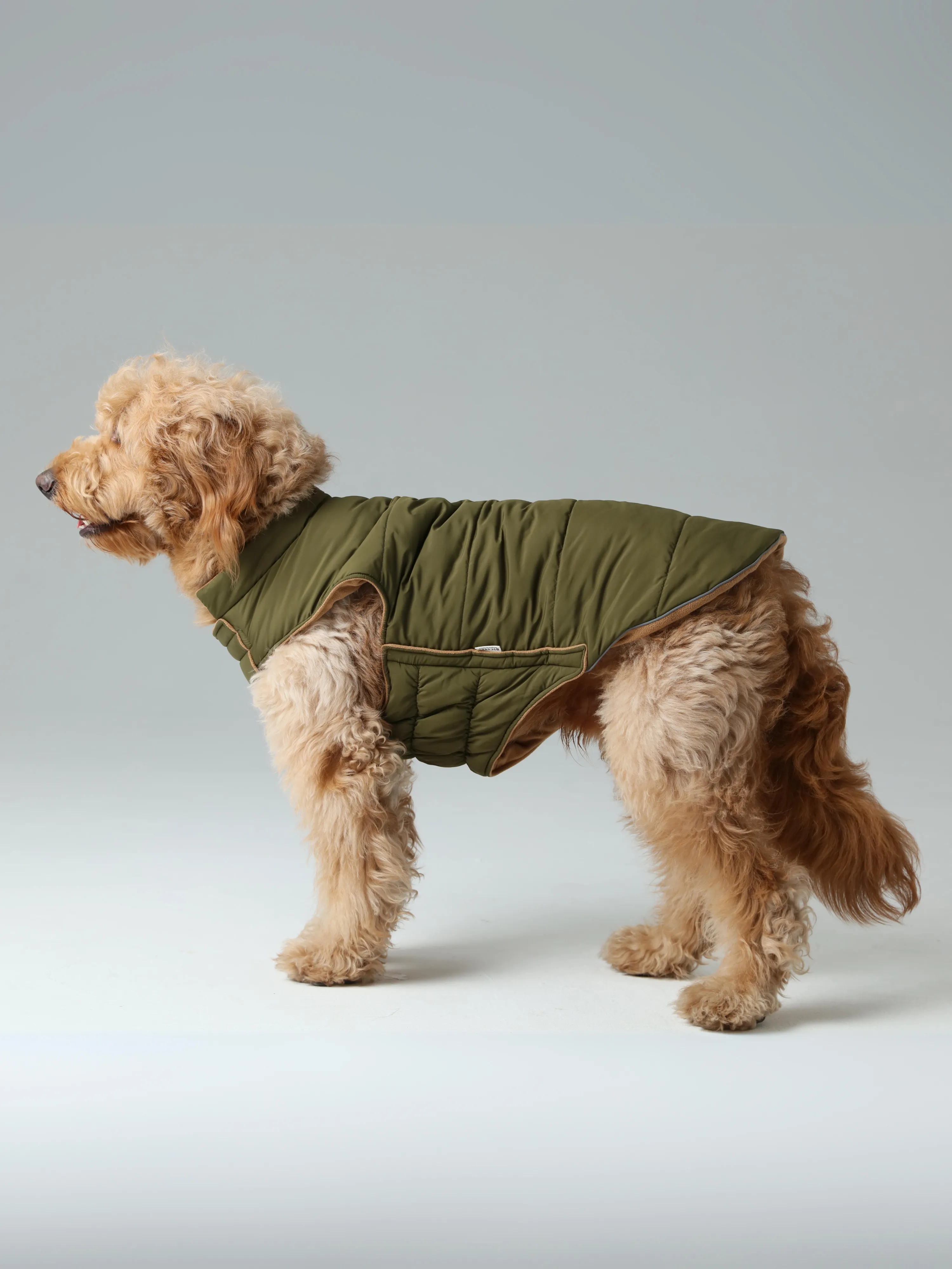 Reversible Dog Vest Jacket - Green Brown